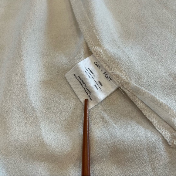 Oak + Fort | V-Neck Shift Midi Shirtdress | Milky Cream | Size Small - Picture 8 of 14